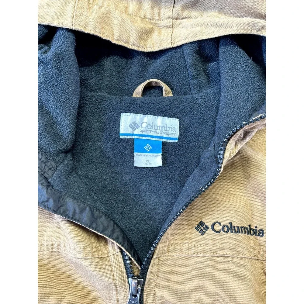 Columbia Loma Vista Hooded Jacket Boys XL 18/20 Brown Fleece Lined Full Zip